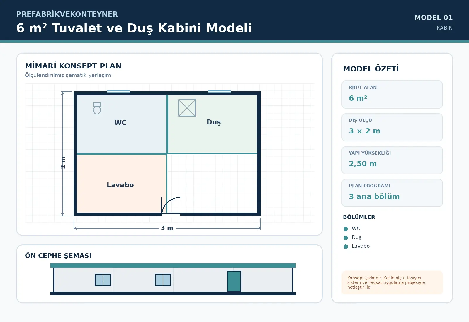 6 m² Toilet & Shower Cabin Model