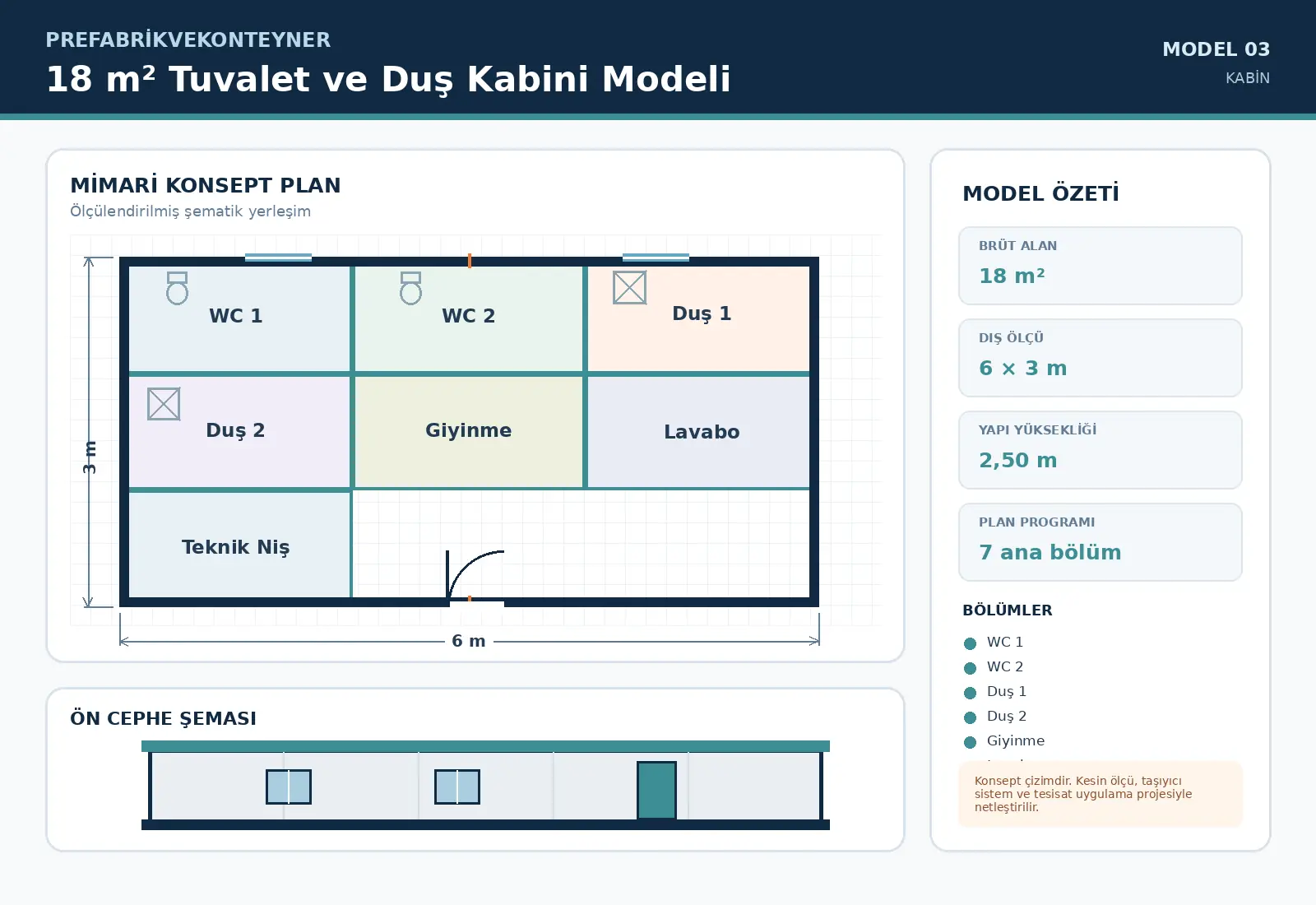 18 m² Toilet & Shower Cabin Model